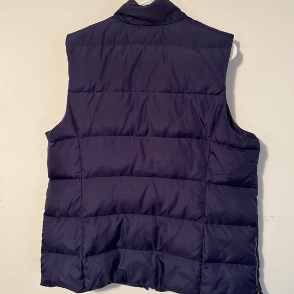J.JILL Down Blue Long Puffer Vest Zip Full Front Women XL PetitE Side Zip Pocket - Picture 2 of 3